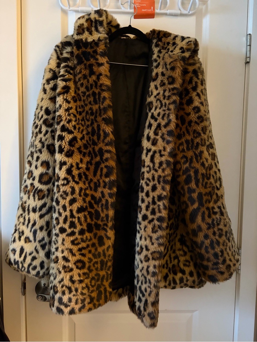 Leopard Print Faux Fur Coat - Brown